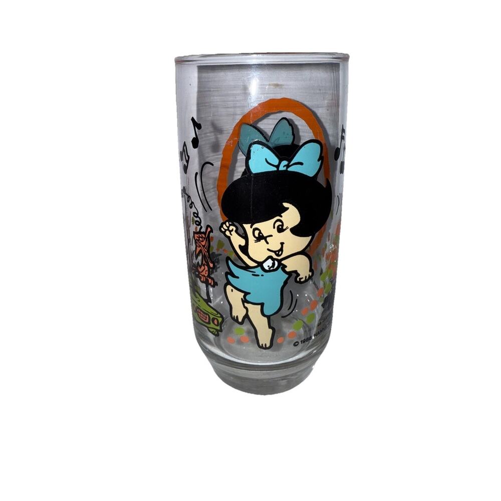 Vintage 1986 Betty Rubble of Flintstones Kids Pizza Hut Glass Holds 16oz